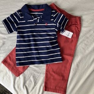 Toddler Striped Polo Shirt and Chino Pants
